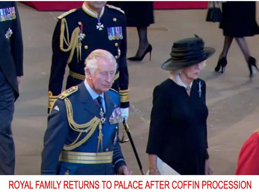 Royal Family Returns to Palace after Coffin Procession
